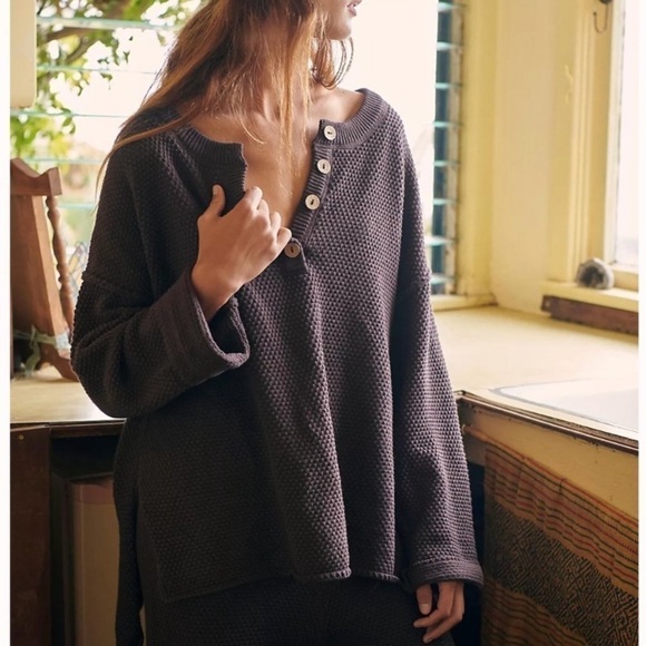 NWT Free People Hailee Sweater Set FP Beach 2 Piece Loungewear Waffle Knit Brown - Picture 3 of 13